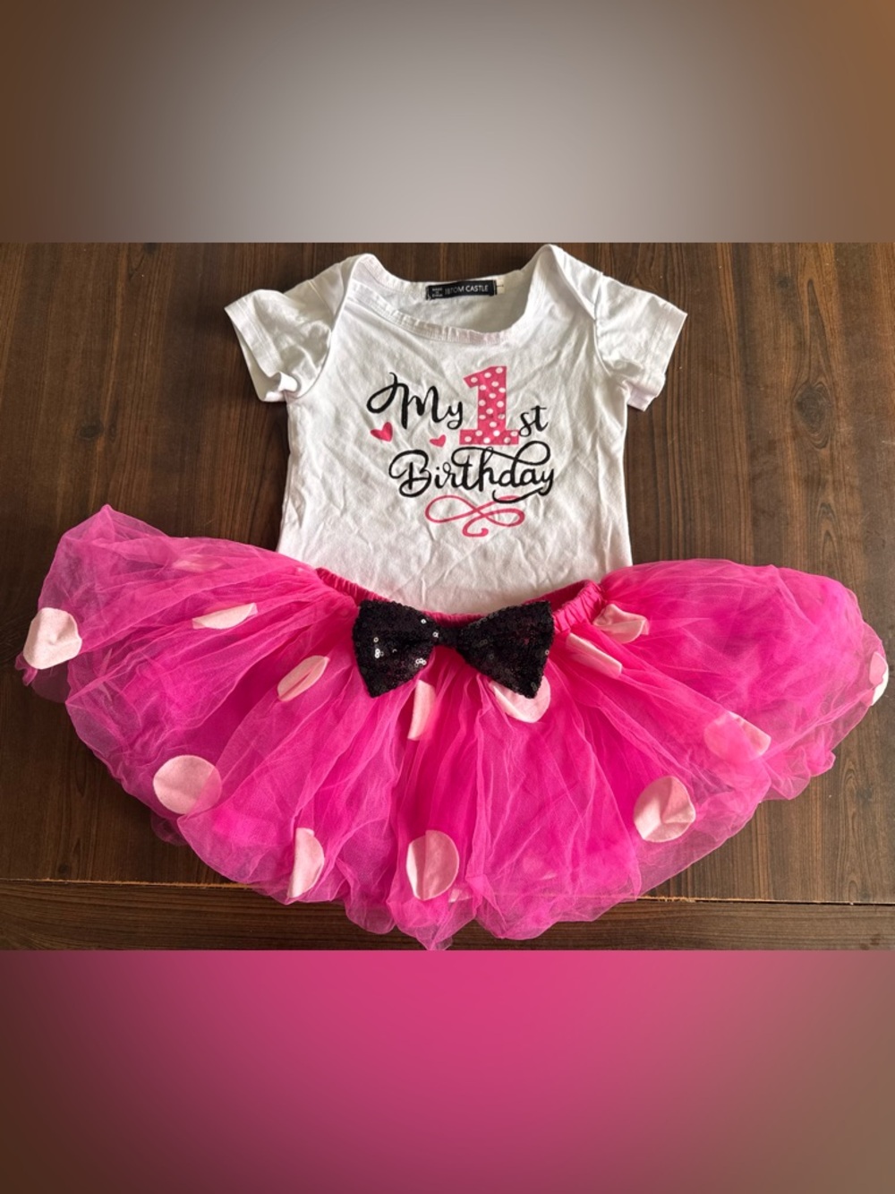 My 1st Birthday onesie and  Pink Polka Dot Tutu Outfit